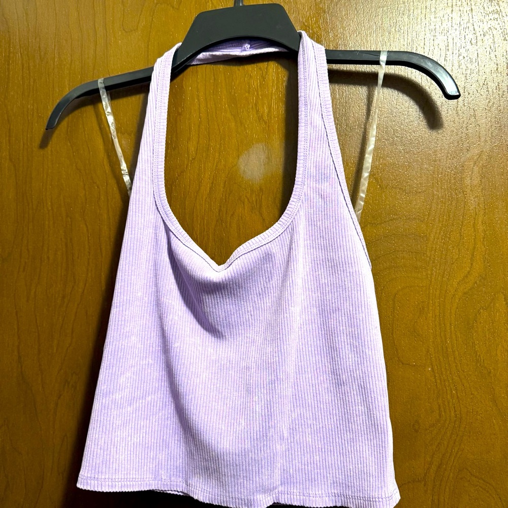 NWT Lilac ribbed halter top sz Medium women’s purple skater beach party